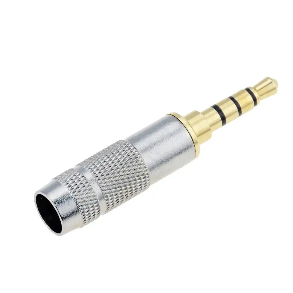 Audio Plug 4 Pole Headphones Audio Jack Replacement DIY 3.5mm Stereo Plug Metal Earphone Plug