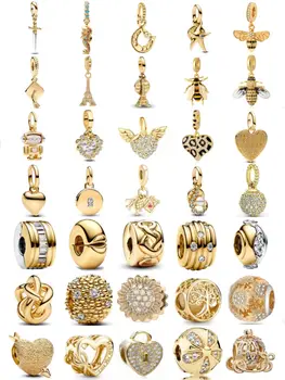 全新925銀金蝴蝶結,玫瑰珠自行車鐵塔吊墜,適合歐洲原創手鍊DIY精緻首飾 10 最佳銷售 歐洲珠子 - №3