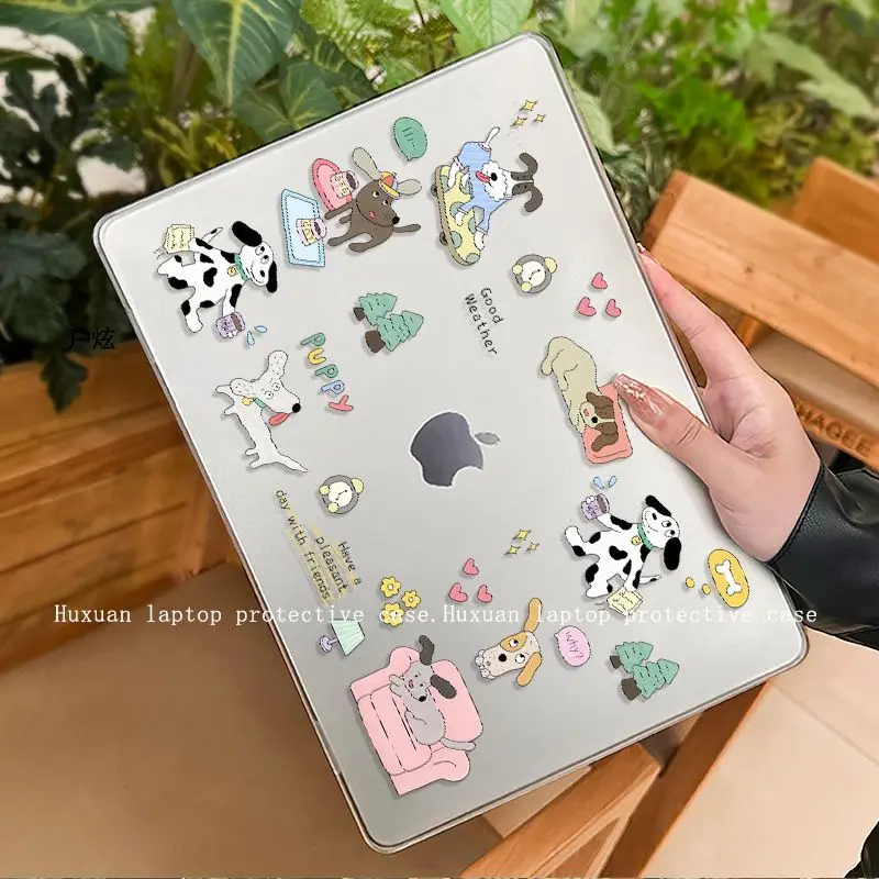Crystal Clear Cartoon Puppy Case for Macbook Air 13.6 M5 M1 Pro 14 M4 Air 15.3 13 M3 15 M2 Mac Cover A3113 A2681 A2442 A2941 PC