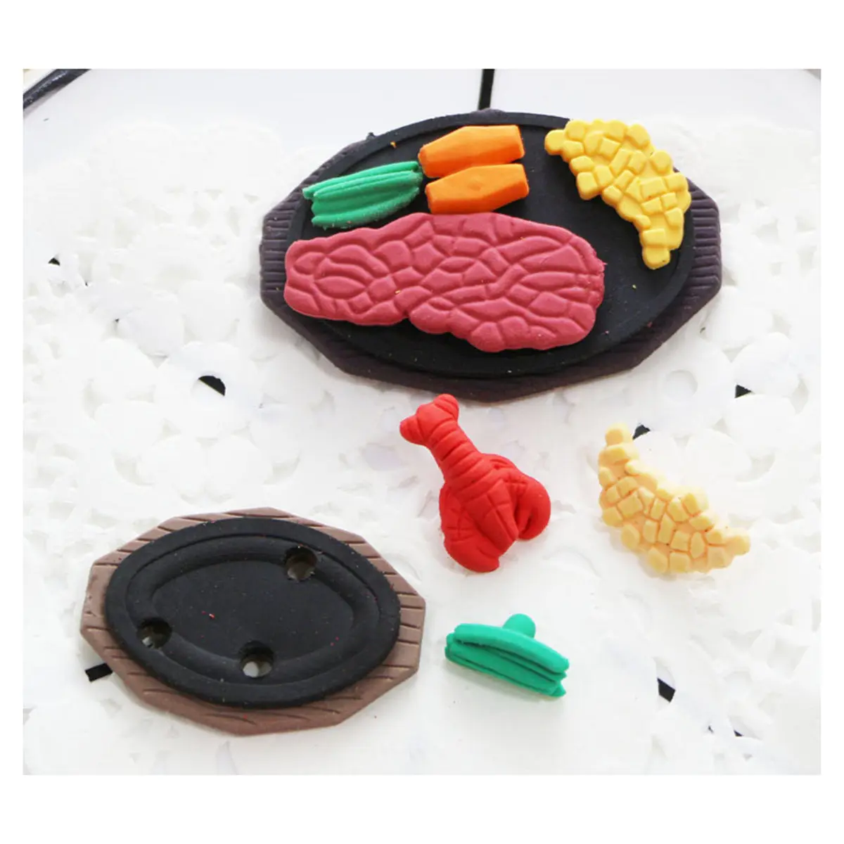 

12Pcs Snack Style Erasers Food Shaped Fun Design Vibrant Colors Safe Soft Erasing Kids Stationery Creative Learning Tool Student