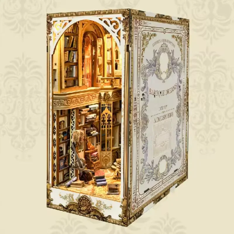 OUZEY Kit de bricolaje de sujetalibros de patio oriental - Modelo de jardín Zen de madera 3D y decoración de estante creativa para adolescentes