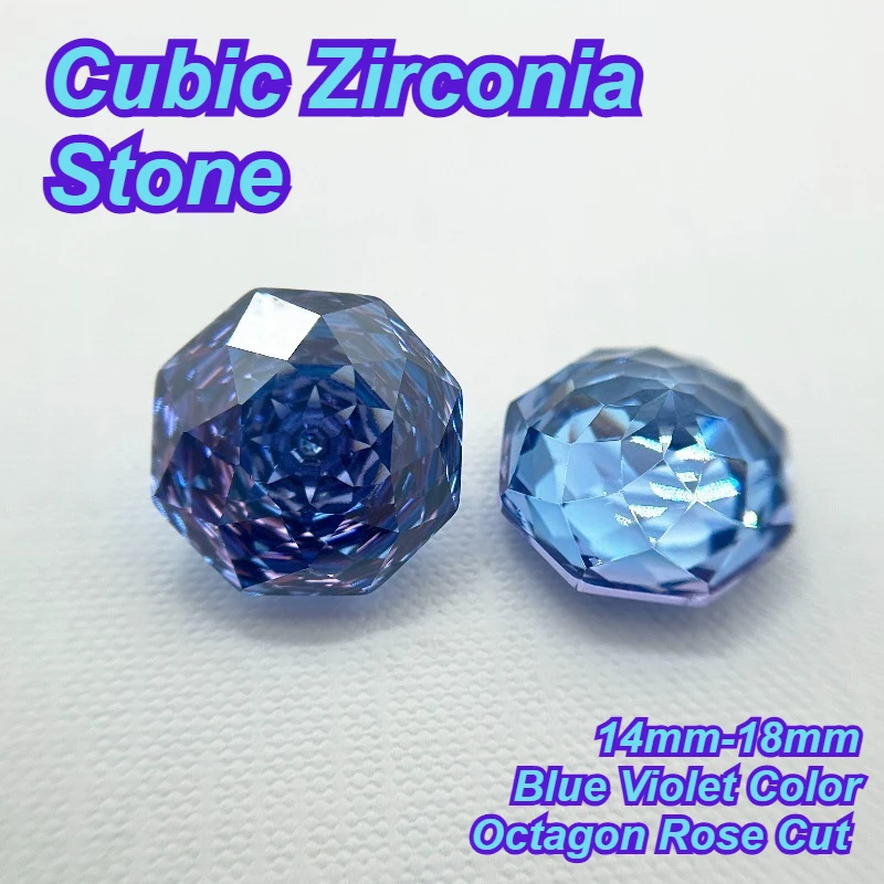 

Cubic Zirconia Stone Octagon Rose Cut Blue Violet Color 14mm-18mm Loose Stones Used for DIY Jewelry Making Inlay Main Materials