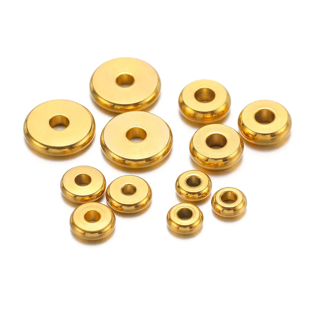 50Pcs 20Pcs 4/5/6/8/10MM Flat Round Spacer Beads Stainless Steel Loose Beads for DIY Bracelet Jewelry Making