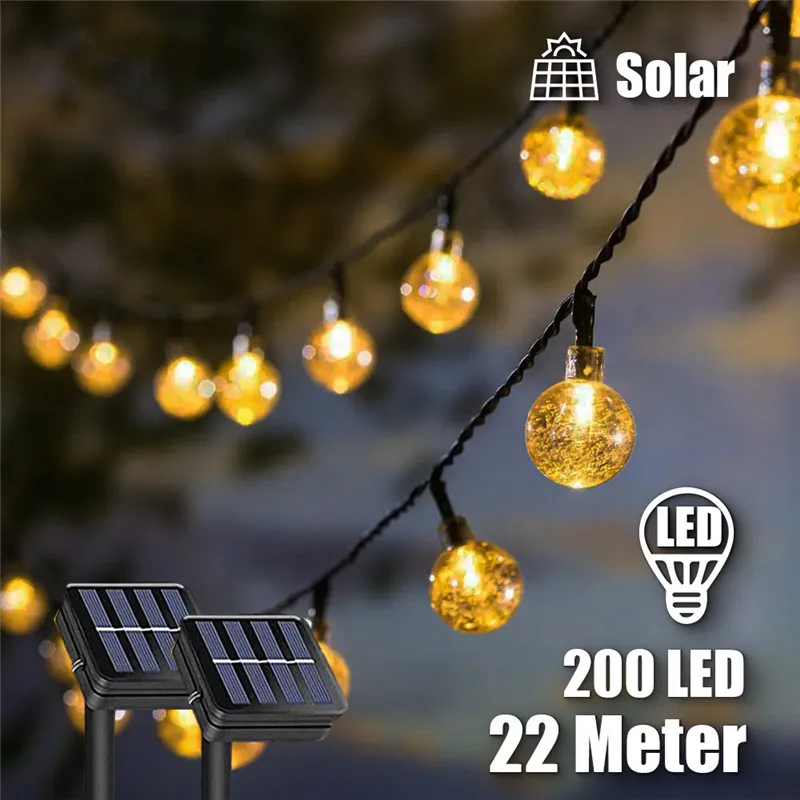 conduziram a guirlanda solar para a decoracao exterior lampada ip65 impermeavel para o jardim casamento natal 200 leds 200 01