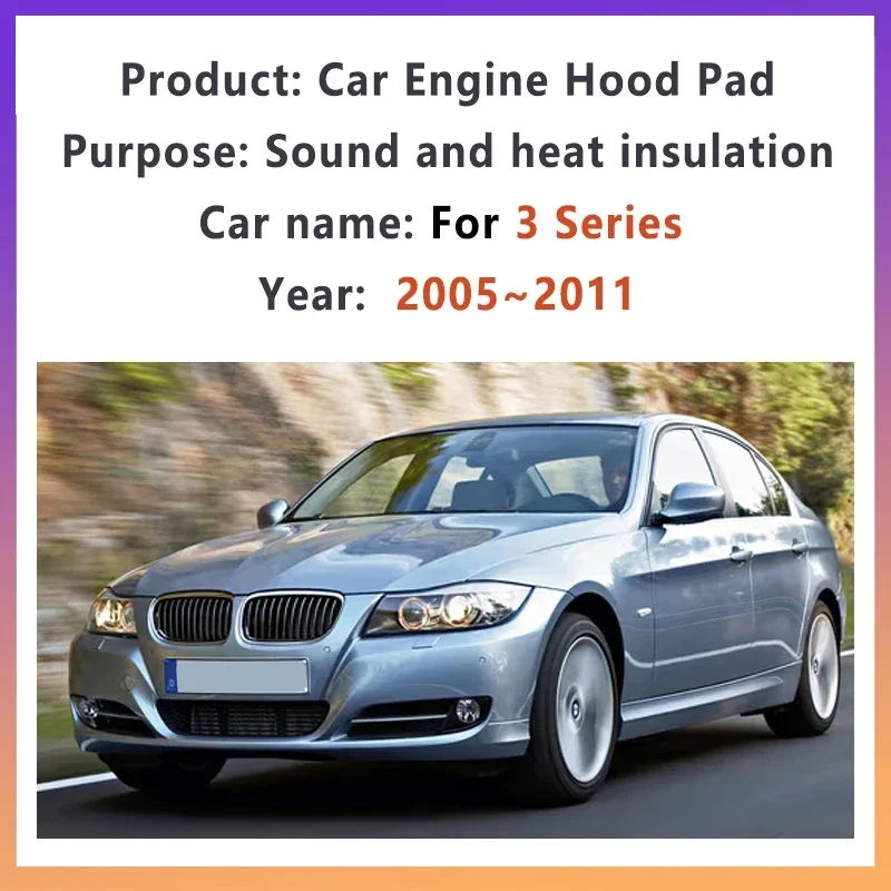 Hood Heat Insulation Pad For BMW 3 Series E90 E91 E92 E93 335i 320d 2005~2011 Front Soundproof Cotton Mat Sound Car Accessories - view 2
