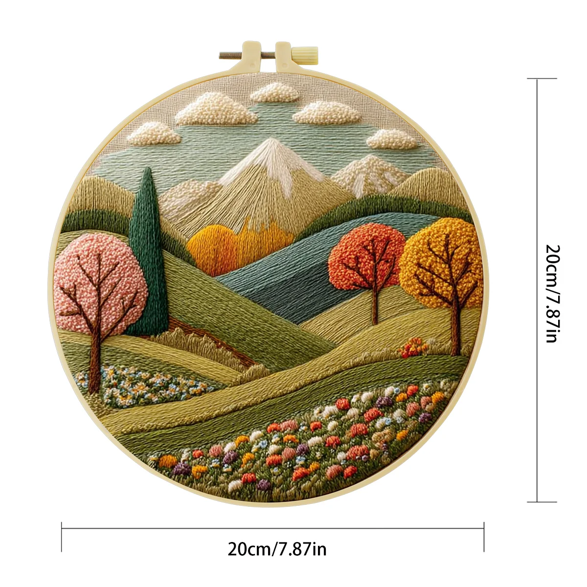 1 Stück 20X20CM/15X15CM 7,87/6,3 Zoll Schönes Landschafts-Stickerei-Starter-Kit DIY-Kit DIY-Stickerei-Set Handarbeiten Nähkunst – Detail 3