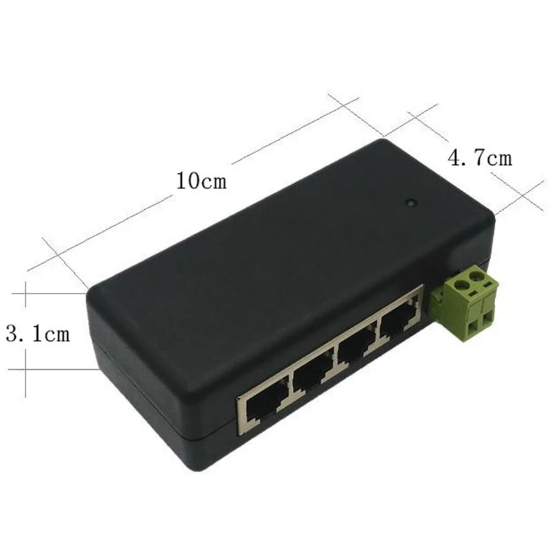 4 Port Poe Injector 4CH Poe Power Adapter Ethernet Power Supply Pin 4,5(+)/7,8(-) Input DC12-48V For IP Camera