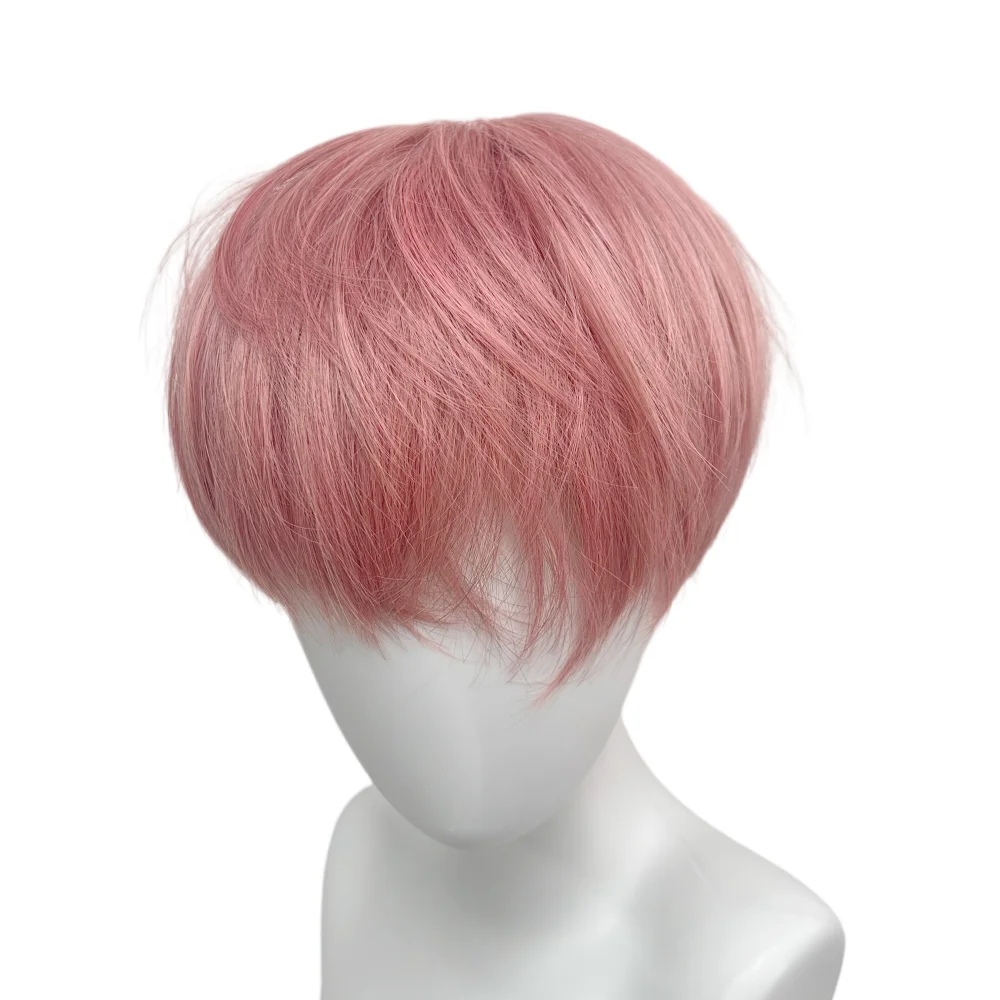 Perruque rose cendré pour homme, perruque courte de 6 pouces avec frange, aspect naturel élégant, fibres synthétiques haute température, perruques pour diffusion en direct