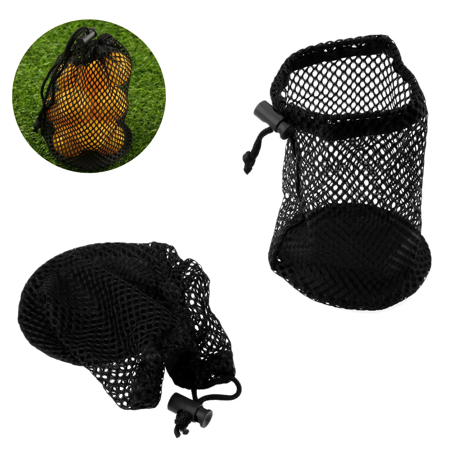 New Black Golf Balls Mesh Bag Durable Nylon Mesh Net Bag Pouch Golf Tennis 12-16 Balls Holder Storage Closure Golf Training Aids