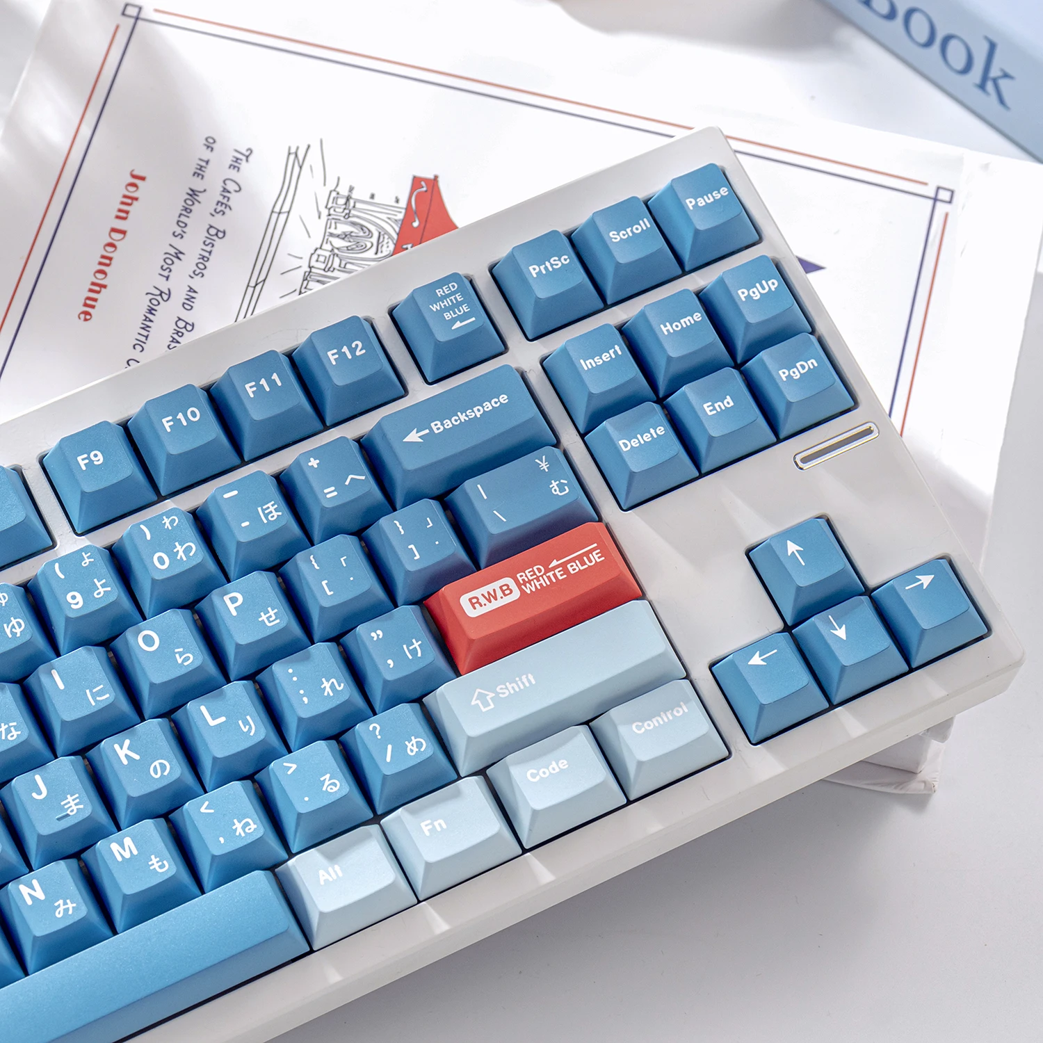 

RWB Japanese Root Blue Keycaps Dye-Sublimation Cherry Profile PBT Keycap Sets For MX Cherry Mechanical Keyboard Wooting