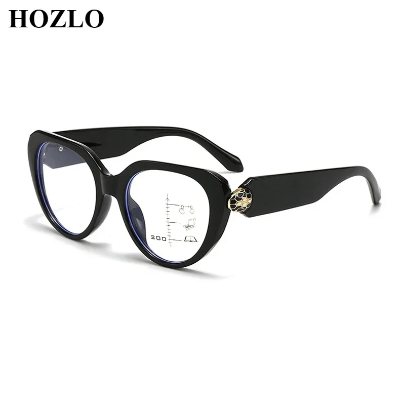 

Women Cat Eye Anti Blue Light Progressive Multifocals Reading Glasses Fashion European American Snakehead Hyperopia Spectacles