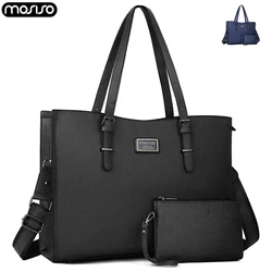 Sac pour ordinateur portable en cuir PU pour femme, sac fourre-tout, grande capacité, sac initié au shopping, étanche, voyage d'affaires, travail, étui à bombes, 15.6