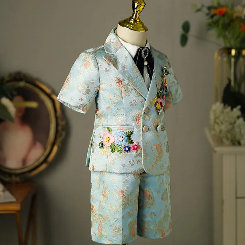 5PCS kinder Anzug Neue Mode Bühne Jungen Klavier Leistung Kleidung Hochzeit Geburtstag Taufe Party Prom Kleid Für Eid a2305 – Detail 6