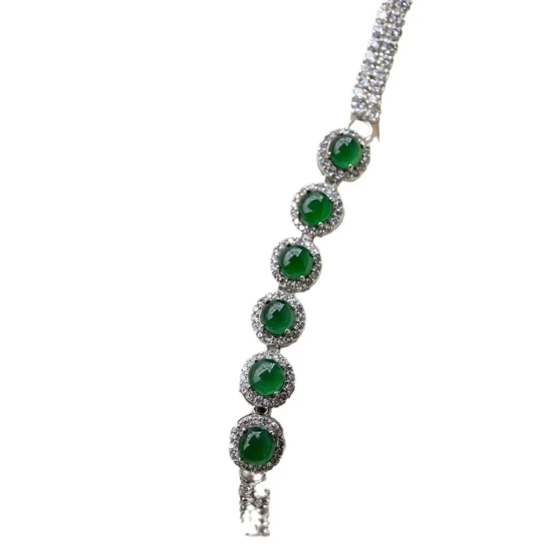 الطبيعية البضائع المواد الخطيرة مثل سوار اليشم الأخضر 925 الفضة البطانة المعكرونة مصنع زخرفة الموضة المتقدمة #5