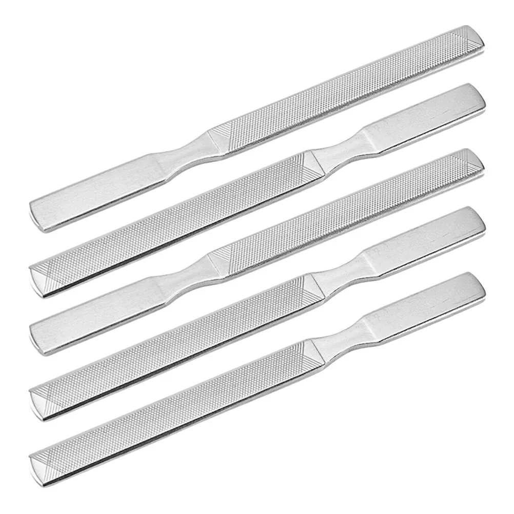 5Pcs Stainless Steel Nail File Four-Sided Ergonomic Nail Shaper for Fingernails Toenails Manicure Pedicure Buffing Polishing