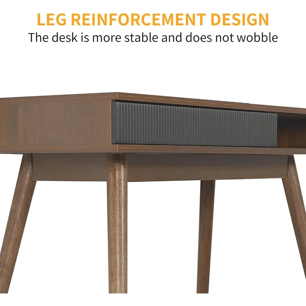 ミッドセンチュリーモダン ウォールナット製 書斎机 引き出し付き ホームオフィス用