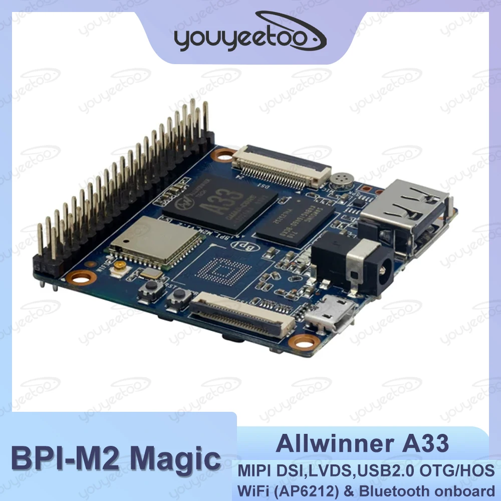 

Banana Pi BPI-M2 Magic Development Board Allwinner A33 Quad Core ARM Cortex A7 CPU 512MB LPDDR3 WiFi AP6212 & Bluetooth Onboard