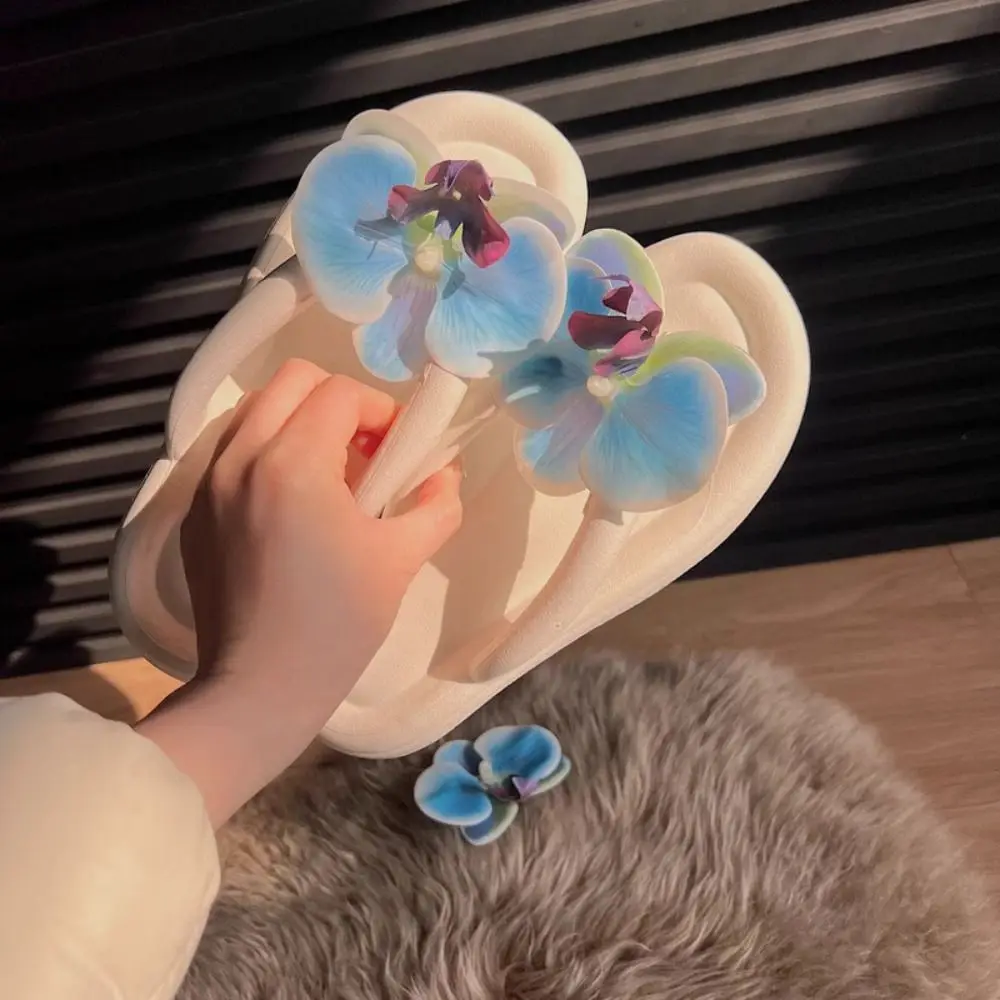 Fashion EVA Flip Flops Butterfly Orchid Anti-Slip Herringbone Slippers Summer Clip on Slides Summer