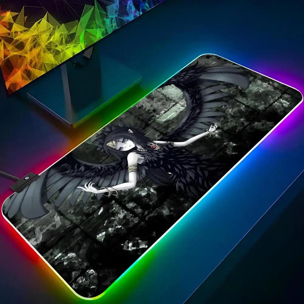 Imagem -05 - Backlit Rgb Gaming Mouse Pad Mousepad Rgb Simples Teclado Gamer Girl Table Pads Laptop Deskpad xl yu gi oh