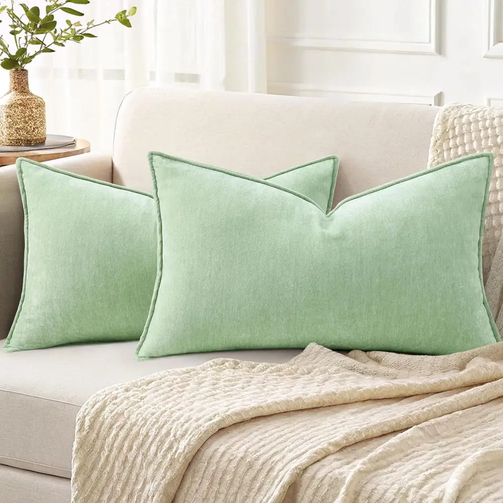 

DecorUhome Рождественские наволочки для дивана 12x20 Набор из 2 декоративных мягких евро бархатных нейтральных синельных поясничных наволочек