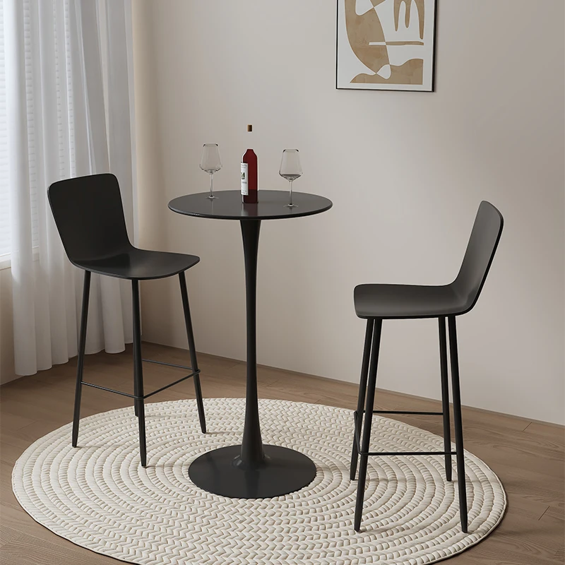 

Commercial Outdoor Round Bar Table Patio High-Top Metal Backrest Chairs Modern Minimalist Bistro Furniture for Balcony Bar Chair