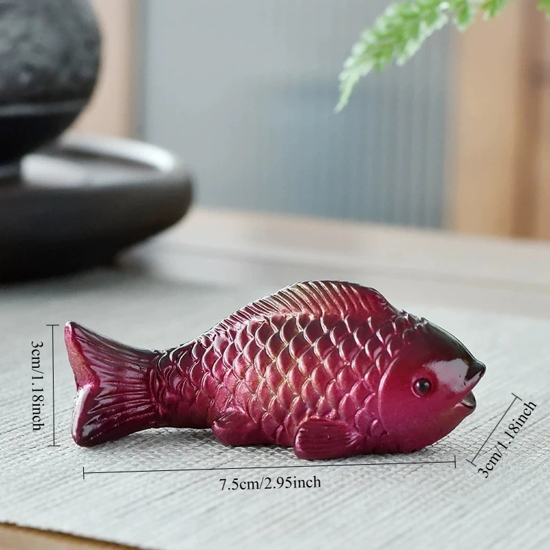 Creative Color Changing Tea Pet Resin Tea Table Ornaments Chinese Mascot Two Fish Report Happiness Zen Tea Ceremony Ornaments