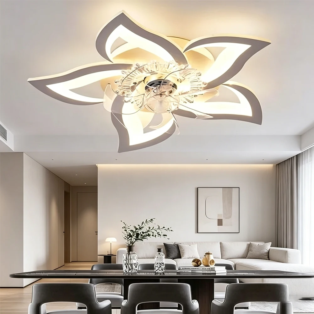 

Modern 5-Blade Adjustable Dimmable Ceiling Fan Light For Living Rooms Bedrooms Home Offices Kitchens Dining Tables Ceiling Light