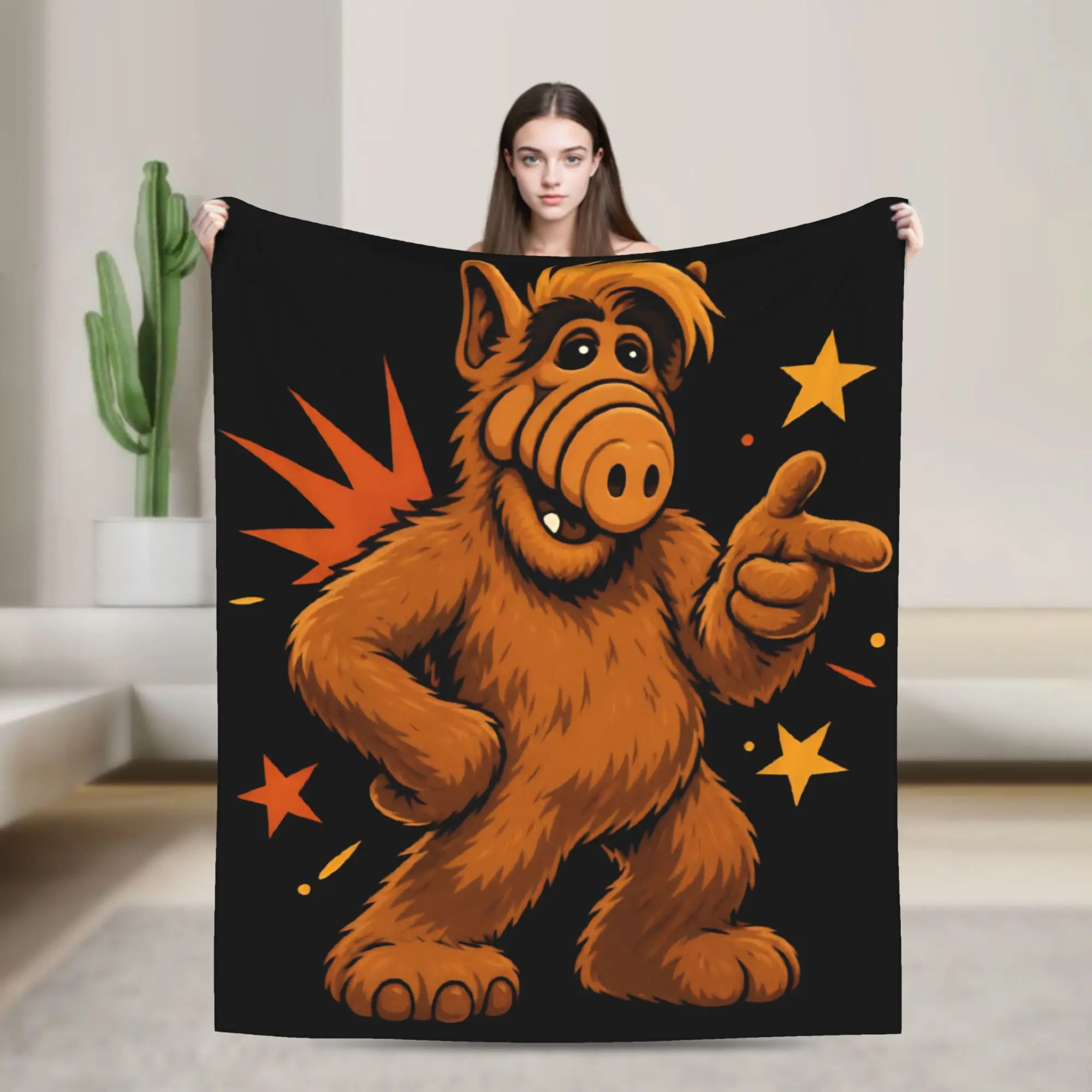 Alf Alien Life Form Comedy  Blanket Cover  Flannel Throw Blankets Airplane Travel Personalised Soft Warm Bedspreads