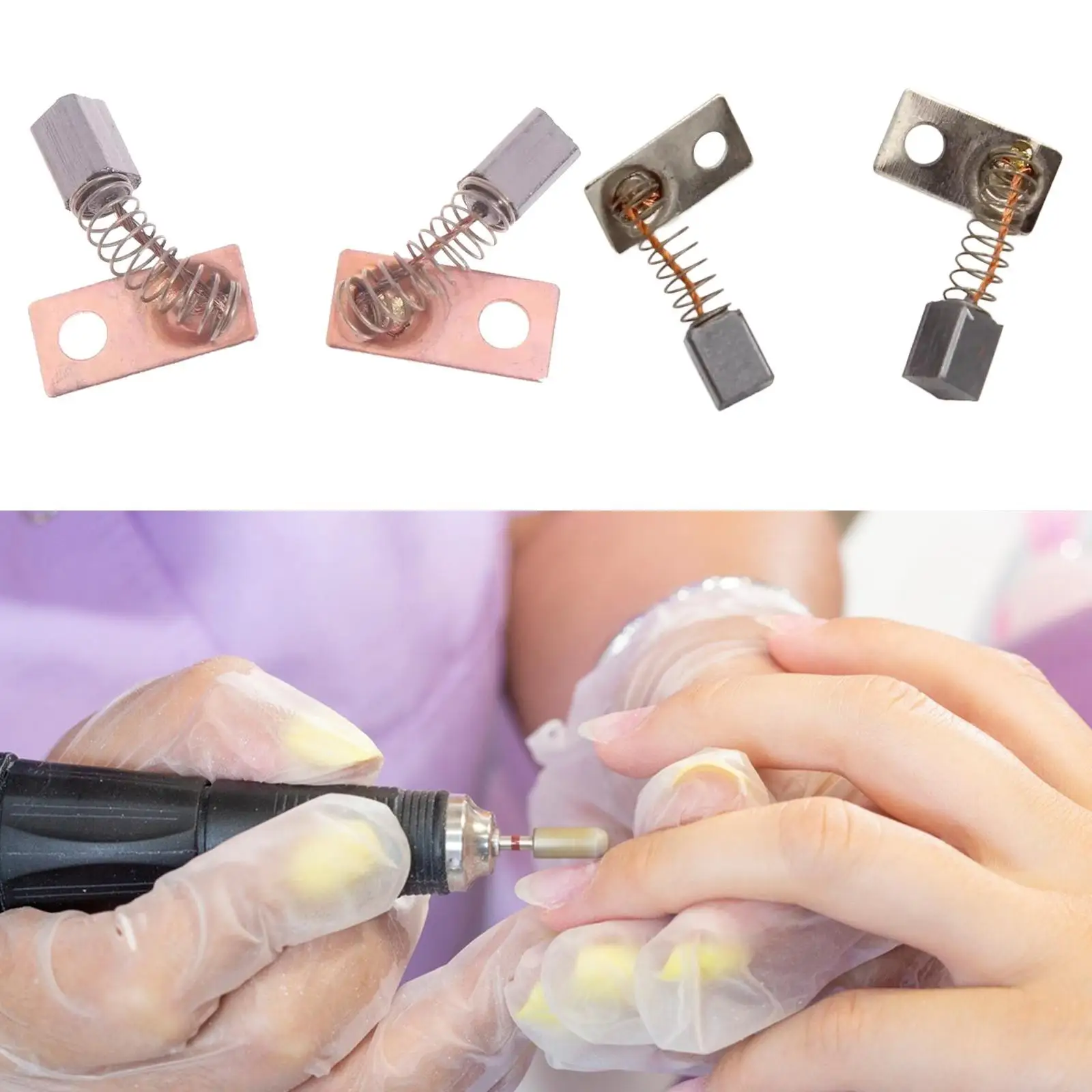 2 ชิ้นเครื่องแต่งเล็บไฟฟ้า Handpiece แปรงคาร์บอนสําหรับร้านทําเล็บ