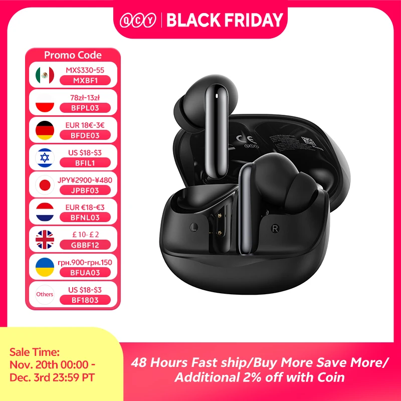 QCY Melobuds N50 ANC سماعات بلوتوث 5.4 لاسلكية إلغاء الضوضاء النشطة 6 ميكروفونات سماعات أذن واضحة اتصال متعدد النقاط