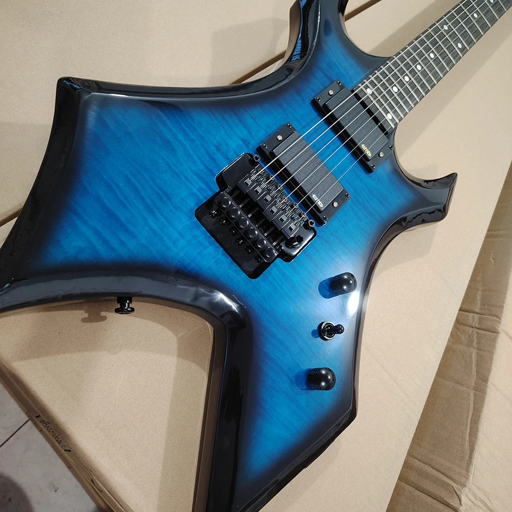 In stock B.C.ICH Blue Flame Maple Top shaped electric guitar, active pickup, need more pictures Contact seller, fast shipping