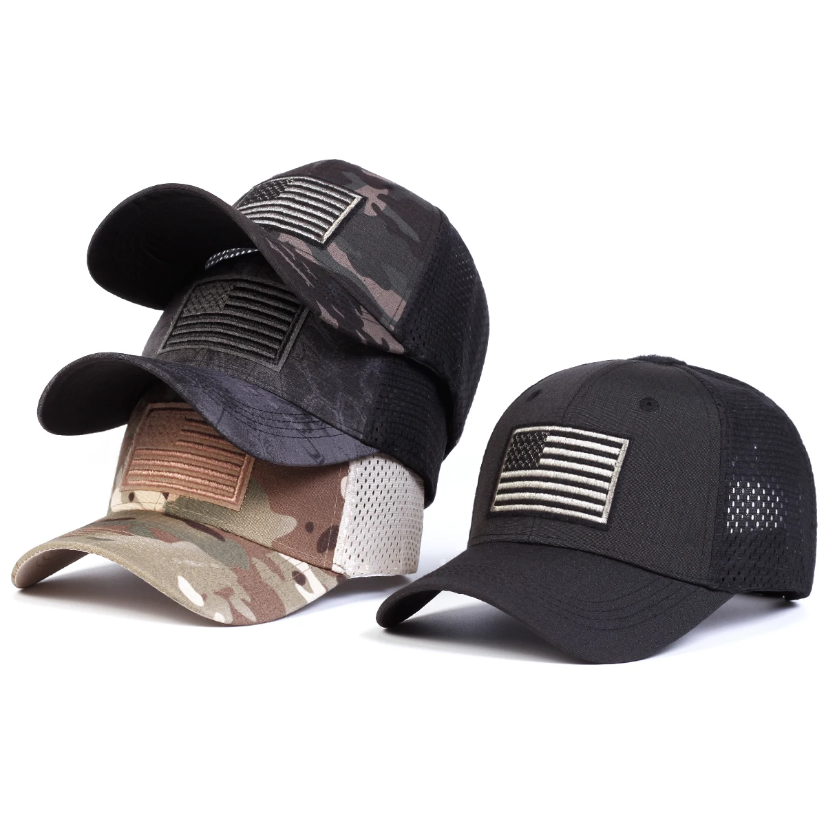 Unisex American Flag Sticker Baseball Net Caps Spring and Summer Outdoor Adjustable Casual Hats Sunscreen Hat