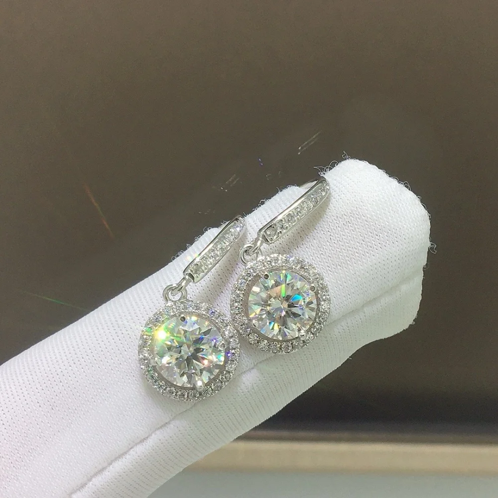 S925 1 Carats Natural Moissanite Diamond Earrings Fashion Elegance Jewelry Birthday Crystal Women Mature Charm Gift 1Pair