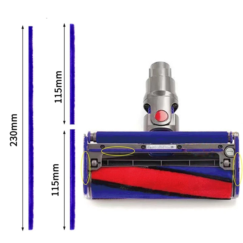 A21i-soft plyš proužky náprava náhrada casters pro dyson V6, V7, V8, V10, V11 vacuum čističe, čistič hlava příslušenství