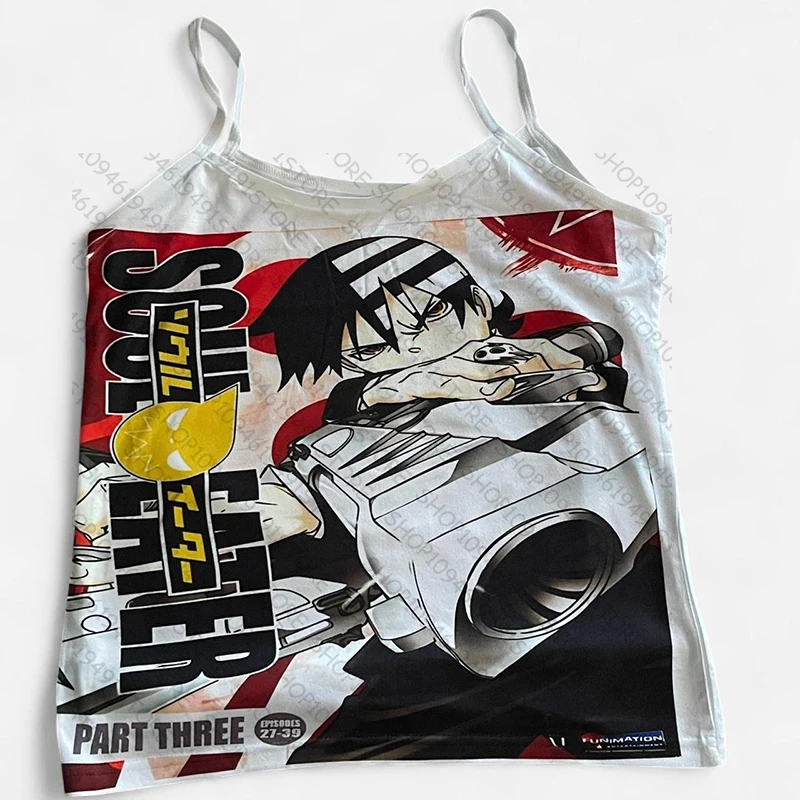 

2000s Grunge Punk Hip Hop Y2K Anime Fashion Printed Top Gothic Harajuku Emo Girls Short Sleeve Sexy Slim Chic Tank Y2k Top