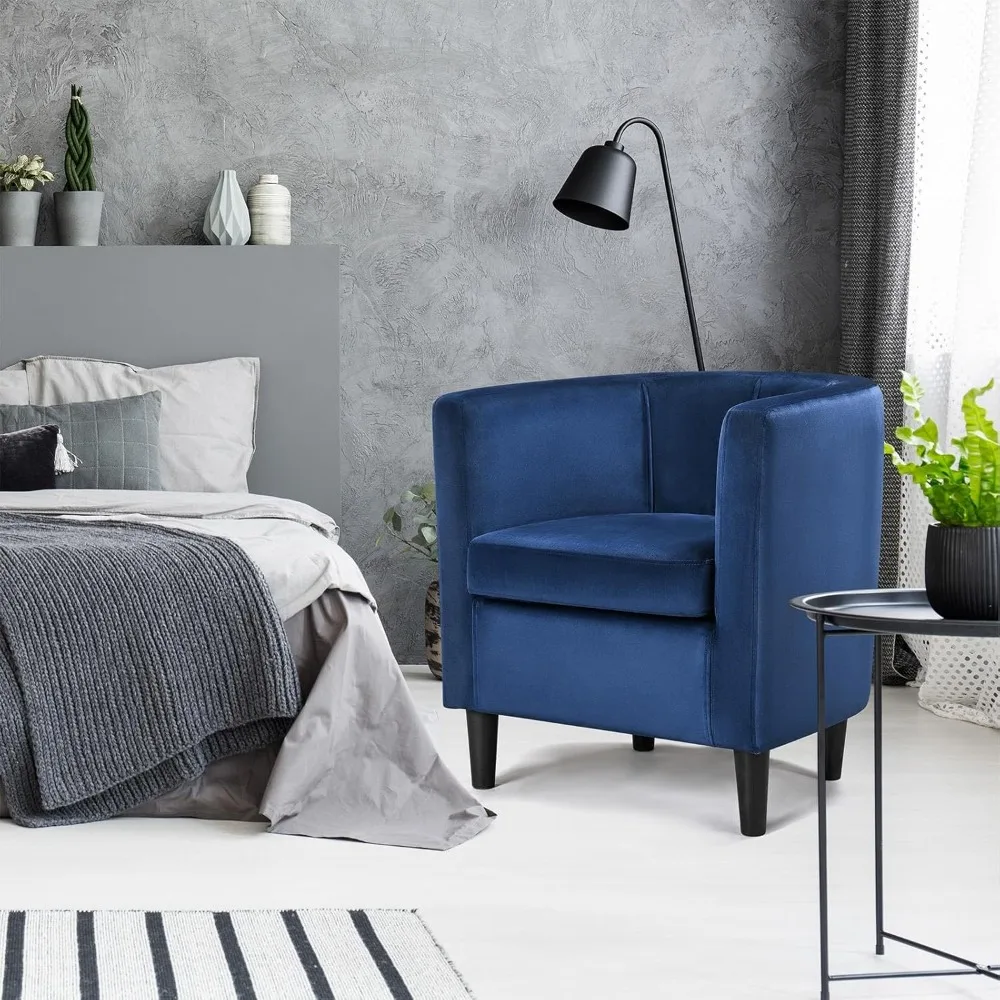 

Velvet Accent Chair, Modern and Comfortable Armchairs, Upholstered Barrel Sofa Chair for Living Room Bedroom Waiting