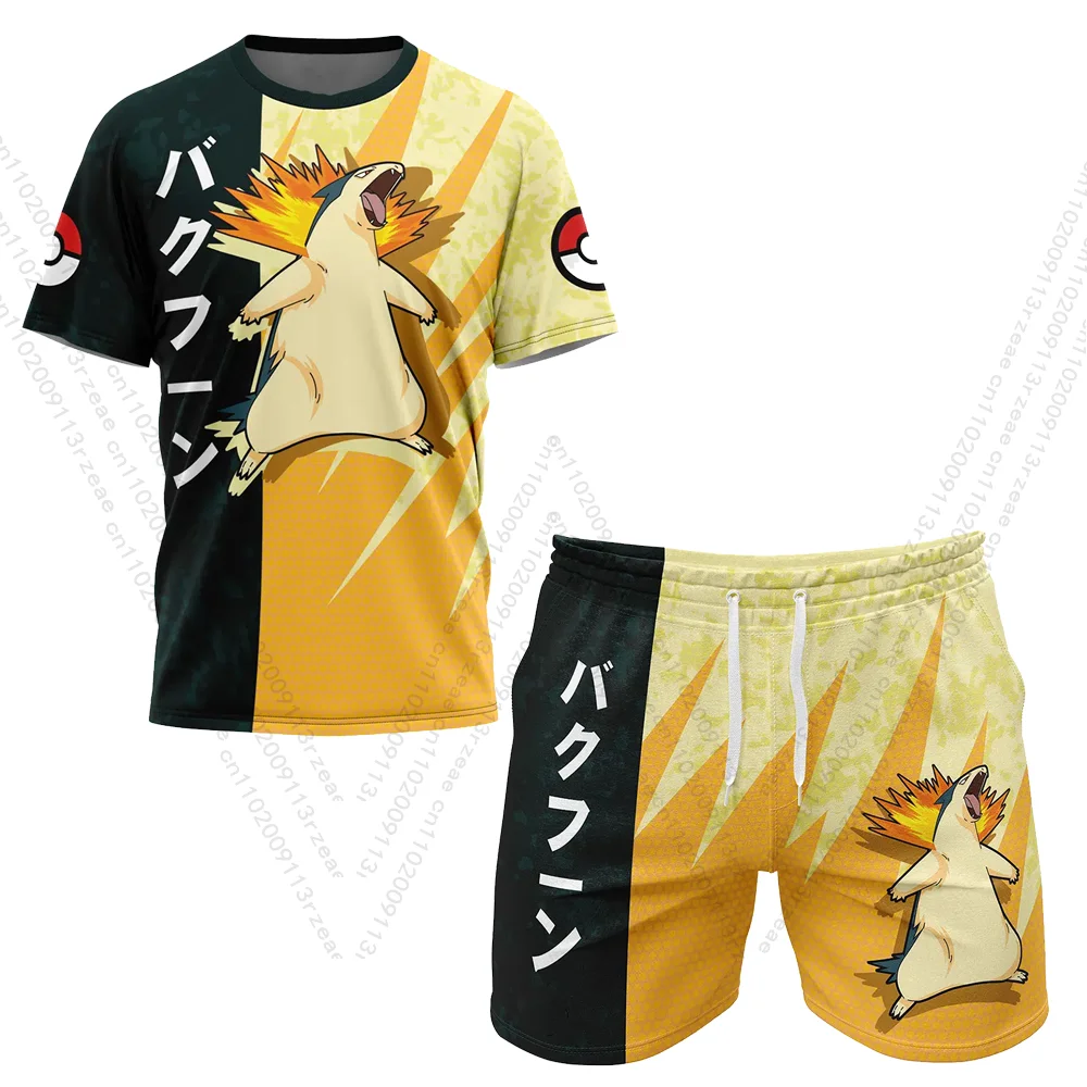 

Мужская футболка с принтом для косплея Y2K в стиле японского аниме «Типллер Покемон», комплект с шортами для спортзала, детский кавайный дышащий спортивный модный уличный комплект