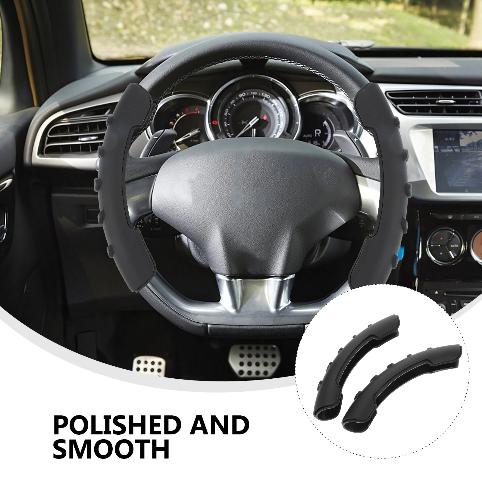 

2Pcs Universal Non-Slip Rubber Steering Wheel Cover Soft Odorless Texture Car Interior Accessories Protective Grip