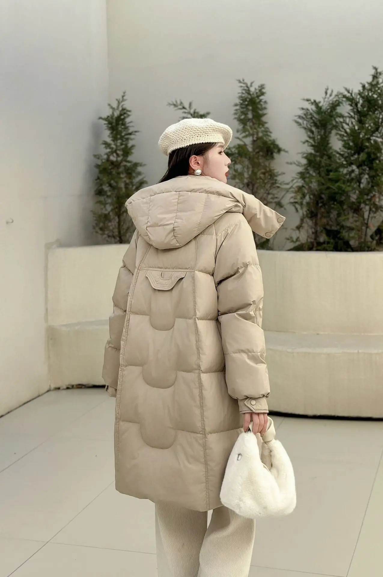 Doudoune d'hiver en duvet d'oie pour femme, doudoune ample à capuche pour les déplacements