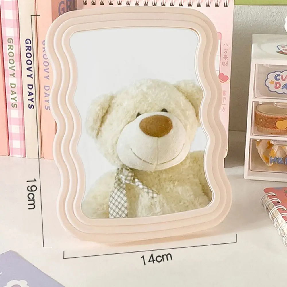 Cute Water Ripple Makeup Mirrors Wave Frame Irregular Vanity Mirror Macaron Multifunction Desktop Mirror Living Room Decor