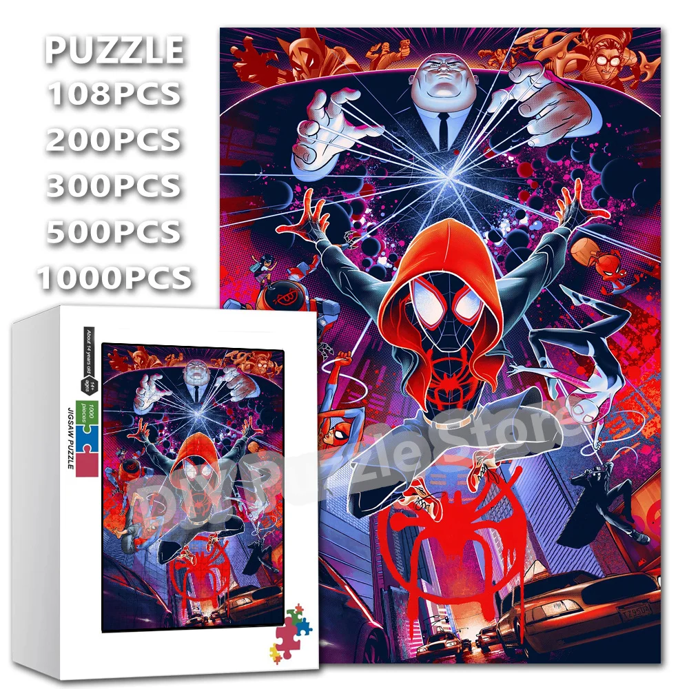 

Marvel Superhero Anime Jigsaw Puzzle 108/200/300/500/1000/1500 Pieces Spiderman Diy Print Puzzle Adult Stress Relief Toys
