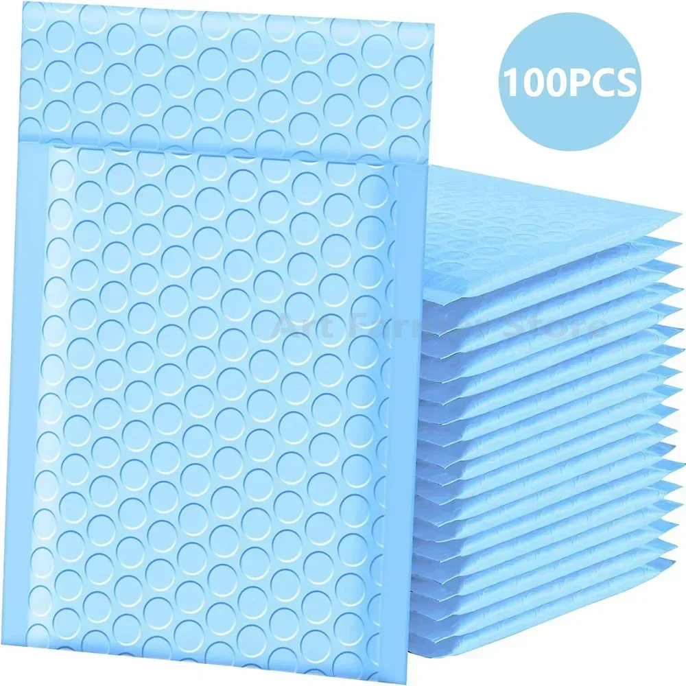 envelope de bolha azul pacote de entrega bolsa de embalagem envelopes de suprimentos de pequenas empresas pacotes de envio mailer 100 pcs 01