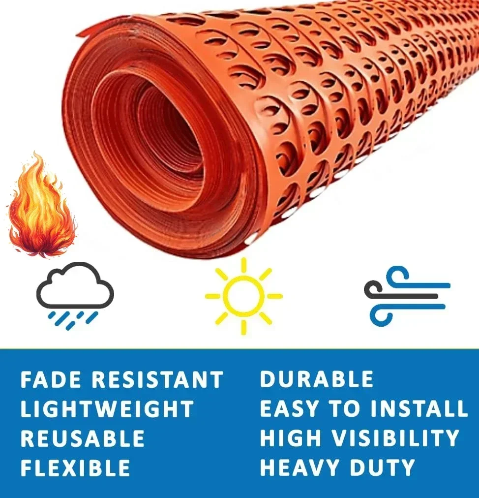 

Plastic Construction Fencing 750 Feet Orange Netting Barrier Safety Mesh Snow Fence Roll (3 x 250' Rolls)