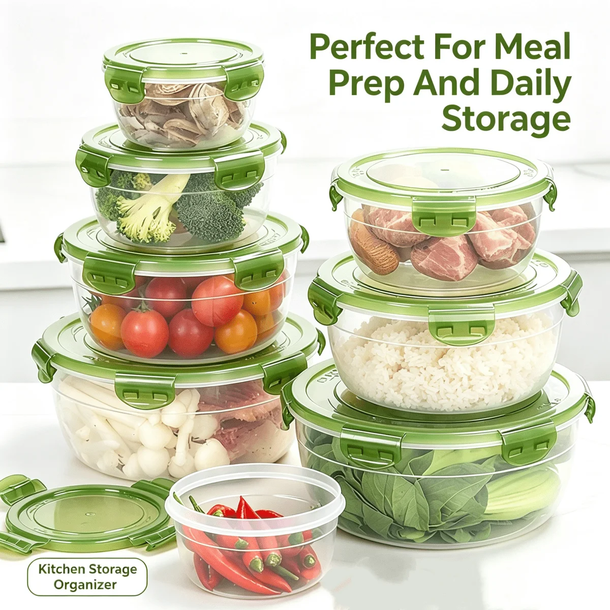 Fresh Preservation Box Set - Kitchen, Household, Fruit Jelly, Meat, Lunch Box, Microwaveable, Refrigerator-Sealed Storage Box