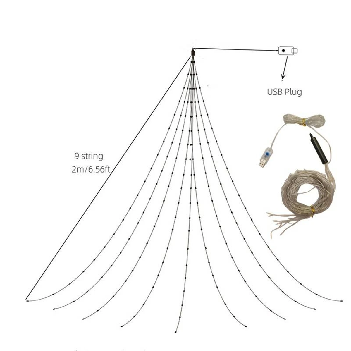 1PC 180LED Waterfall Tree Fairy Light USB Plug 8 Modes Window Curtain Icicle Light For Christmas Tree Holiday Party Decorations