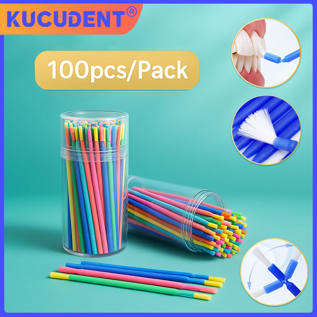 

100 шт./бутылка, профессиональные стоматологические микро-аппликаторы, одноразовые гибкие насадки для отбеливания, наполнения, ухода за полостью рта, инструмент для стоматолога