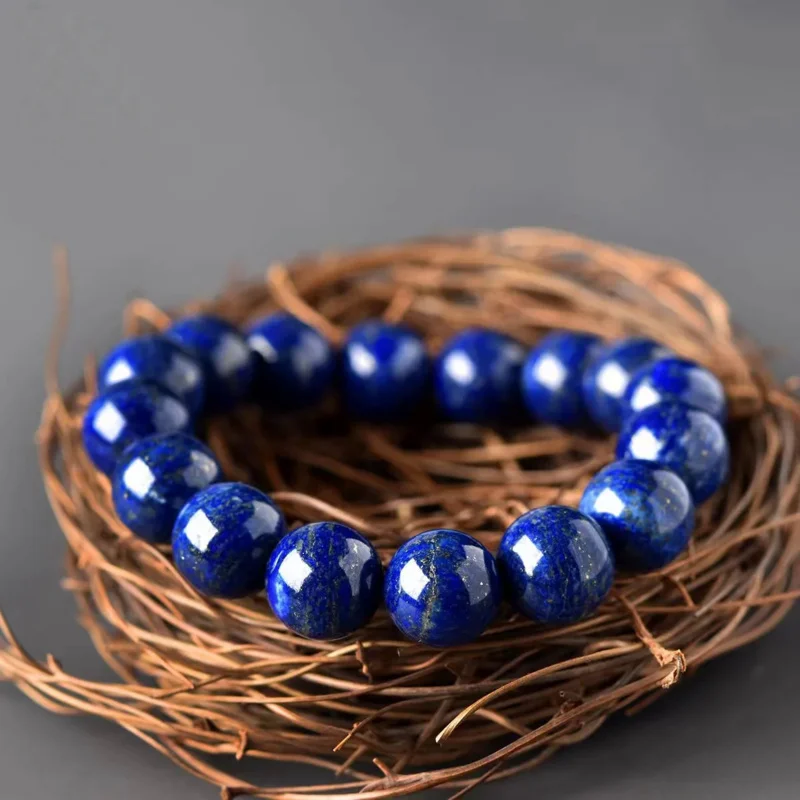 Afghan Raw Ore Natural Lapis Lazuleus Bracelet for Men and Women Single Circle Bead Blue Crystal Hand String Couple Accessories