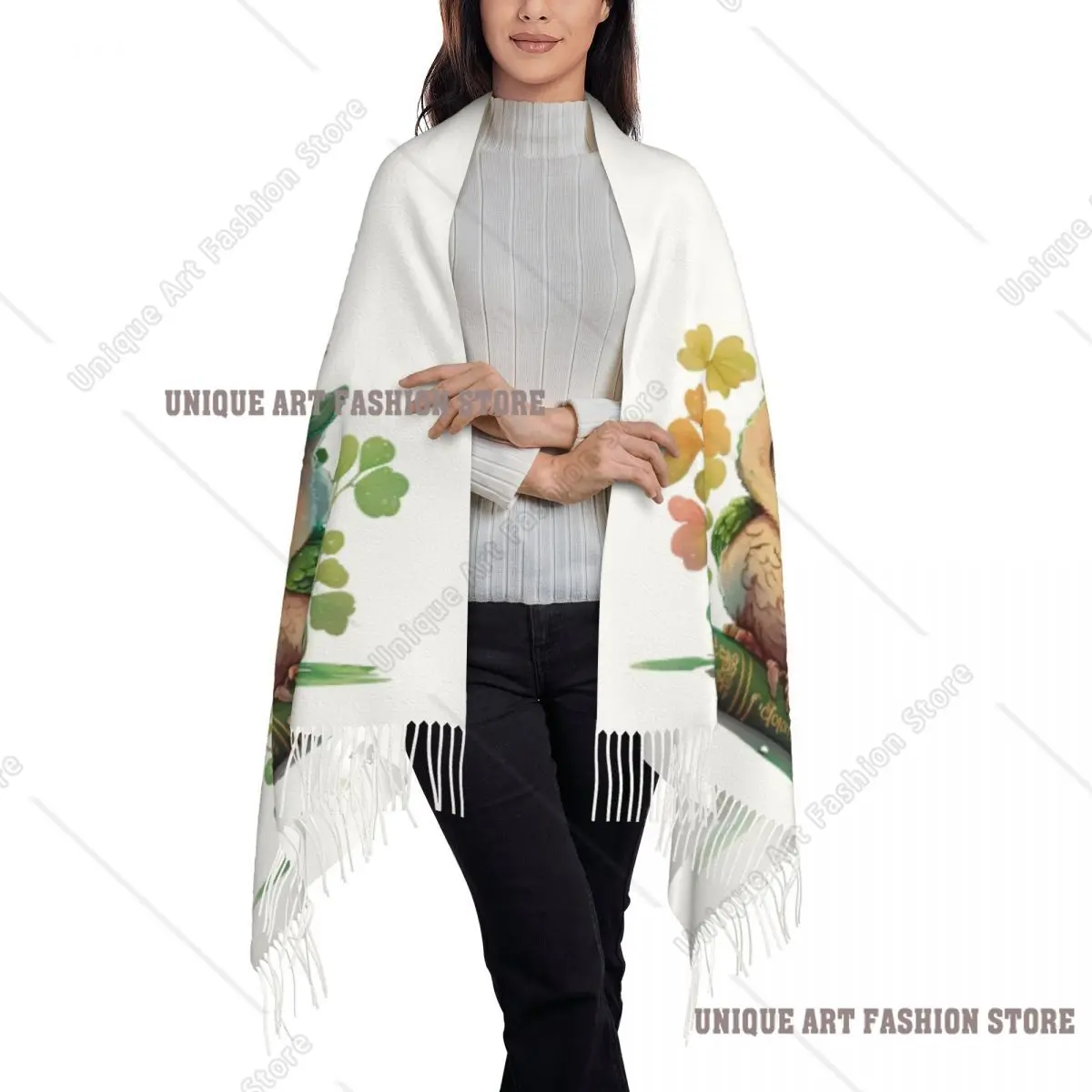 مخصص مطبوعة البومة وشاح الرجال النساء الشتاء الدافئة والأوشحة شالات يلتف #3