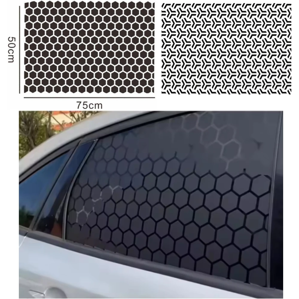 Auto Side Window Honeycomb Pattern Sticker Matte Black Vinyl Self-adhesive Sun Shade Decor Sticker Universal Car DIY Accessories