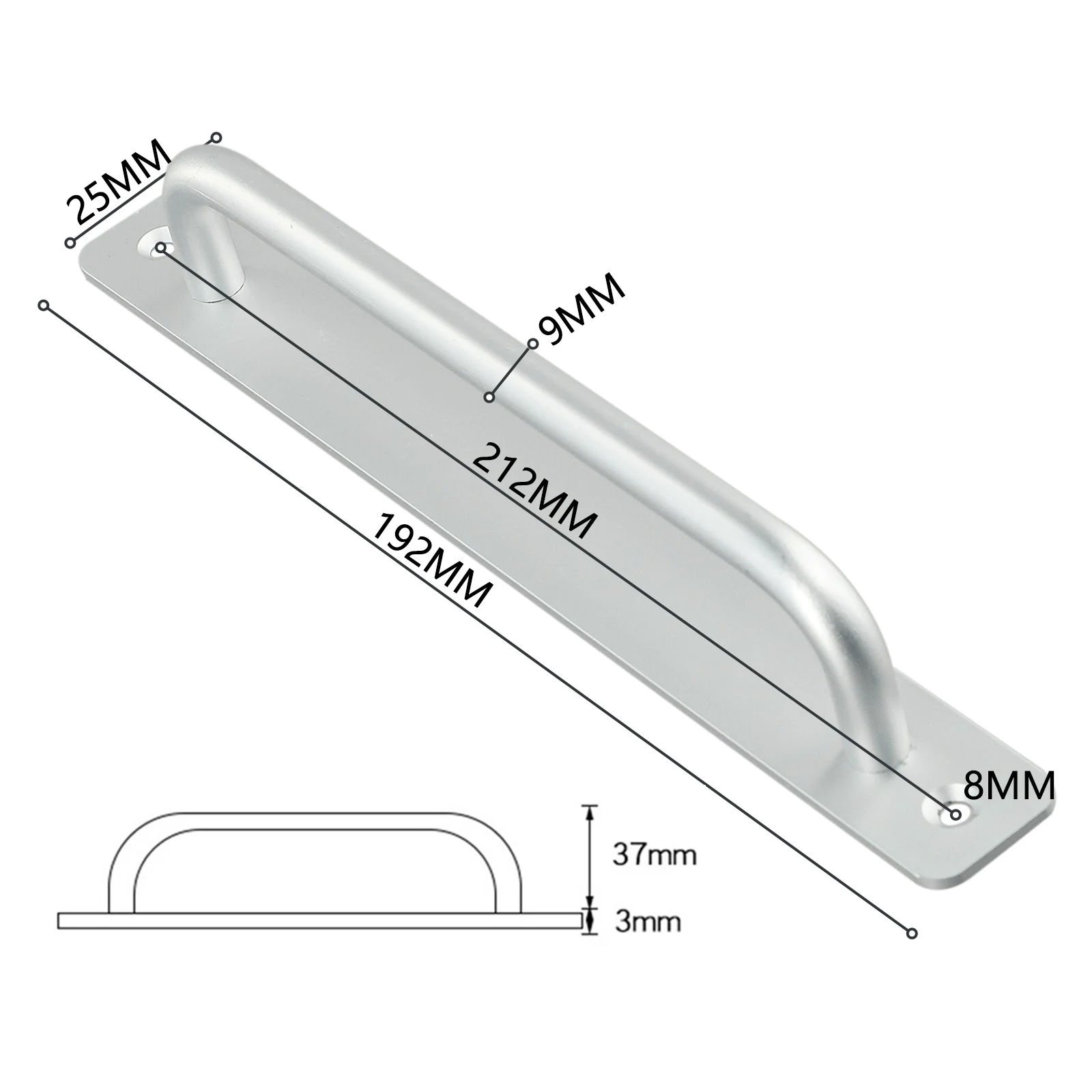 مقبض باب منزلق، مقبض من سبائك الألومنيوم، مناسب لباب المرحاض للباب الرئيسي، بدون باب ملكم ومقبض نافذة